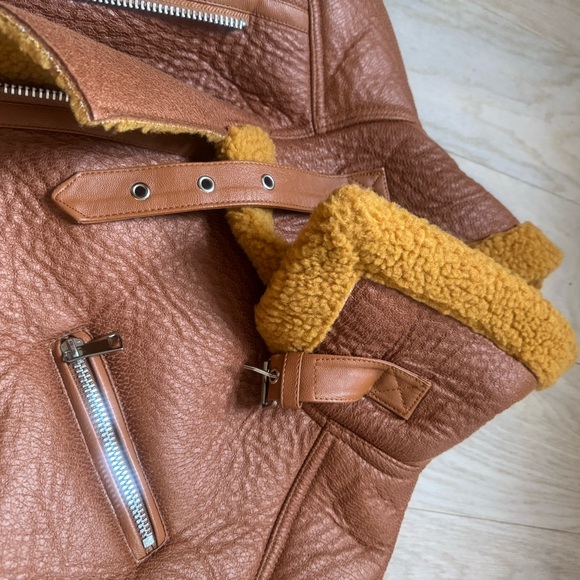 Faux Leather Shearling Biker Jacket - Picture 2 of 4